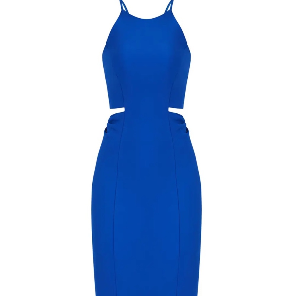 Badgley mischka blue cutout dress